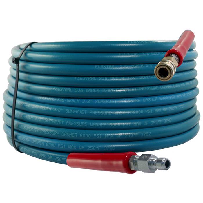 6000PSI-100 Foot-Blue Pressure Washer Hose QC Installed by Water Cannon 2367