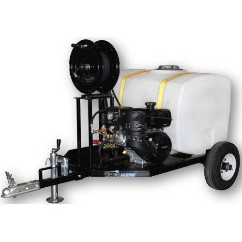 Pressure Washer 4000 PSI with 100 gallon water storage tank on Trailer